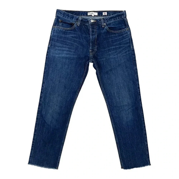 REDONE Originals High Rise Straight Leg Crop Jeans Dark Wash Denim Size 27 - Picture 2 of 10